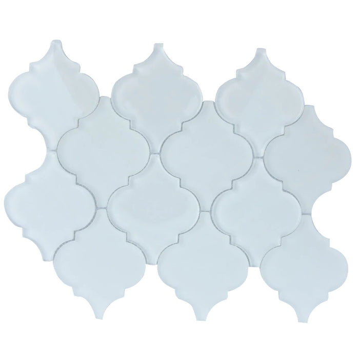 Coastal White Glass Arabesque Lantern Mosaic Tile | TileBuys