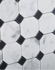 5 Sq Ft of Carrara White and Nero Black Marble Mosaic Tile in 2" Octagon Pattern - Polished | TileBuys
