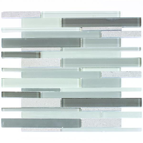 Gray Marble & Glass Strip Mosaic Tile in Riverbend | TileBuys