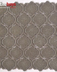 4.6 Sq Ft of Arabesque Crackled Glass Mosaic Wall Tile in Dark Taupe | TileBuys