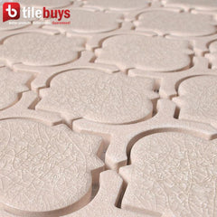 4.6 Sq Ft of Arabesque Crackled Glass Mosaic Wall Tile in Pink Beige | TileBuys