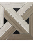 Athens, Oak & Nero Marble Mosaic Tile - Wooden Weave | TileBuys