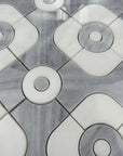 4.2 Sq Ft of Bardiglio Grey and Carrara White Marble Waterjet Mosaic Tile in Blend Geometric | TileBuys