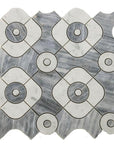 4.2 Sq Ft of Bardiglio Grey and Carrara White Marble Waterjet Mosaic Tile in Blend Geometric | TileBuys