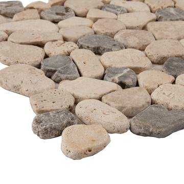 5 Sq Ft of Beige & Brown Marble Mosaic Tile - Flat Pebble Pattern for Bathroom Floors | TileBuys