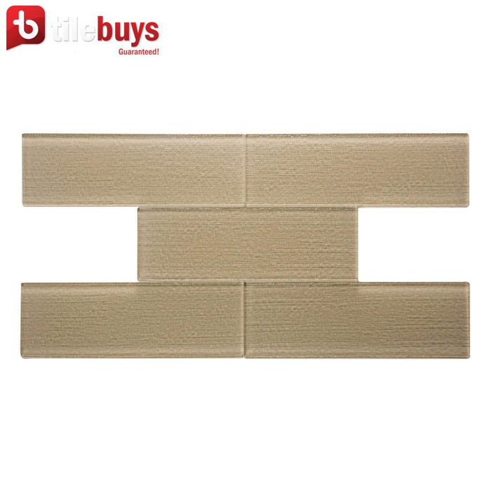 Beige Textured Glass 4"x12" Subway Tile | TileBuys