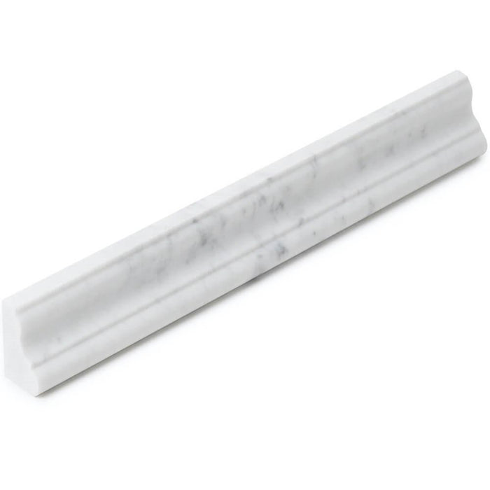 Bianco Carrara Marble 2x12” Crown Molding Trim - Polished | TileBuys