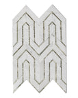 Bianco Carrara Marble and Antique Mirror Glass Waterjet Mosaic Tile in Greek Key Meandros | TileBuys