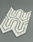 Bianco Carrara Marble and Antique Mirror Glass Waterjet Mosaic Tile in Greek Key Meandros | TileBuys