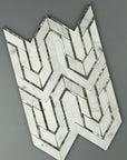 Bianco Carrara Marble and Antique Mirror Glass Waterjet Mosaic Tile in Greek Key Meandros | TileBuys