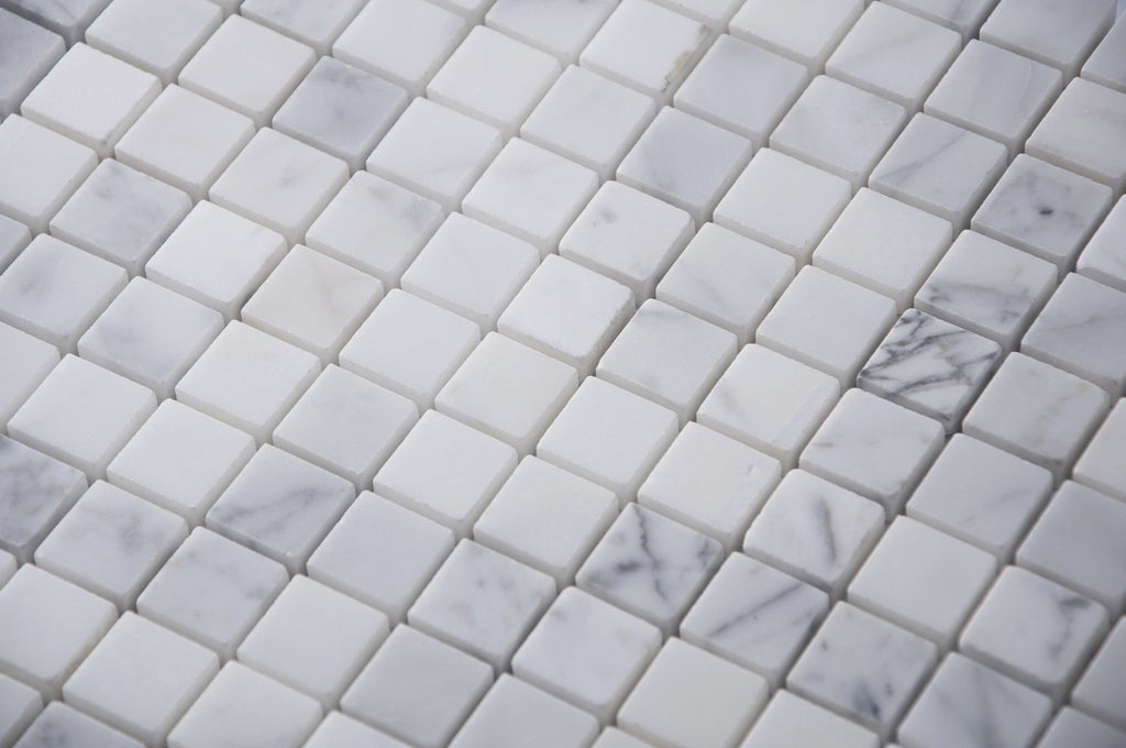 Bianco Carrara Marble Mosaic Tile - 1" Squares - Polished | TileBuys