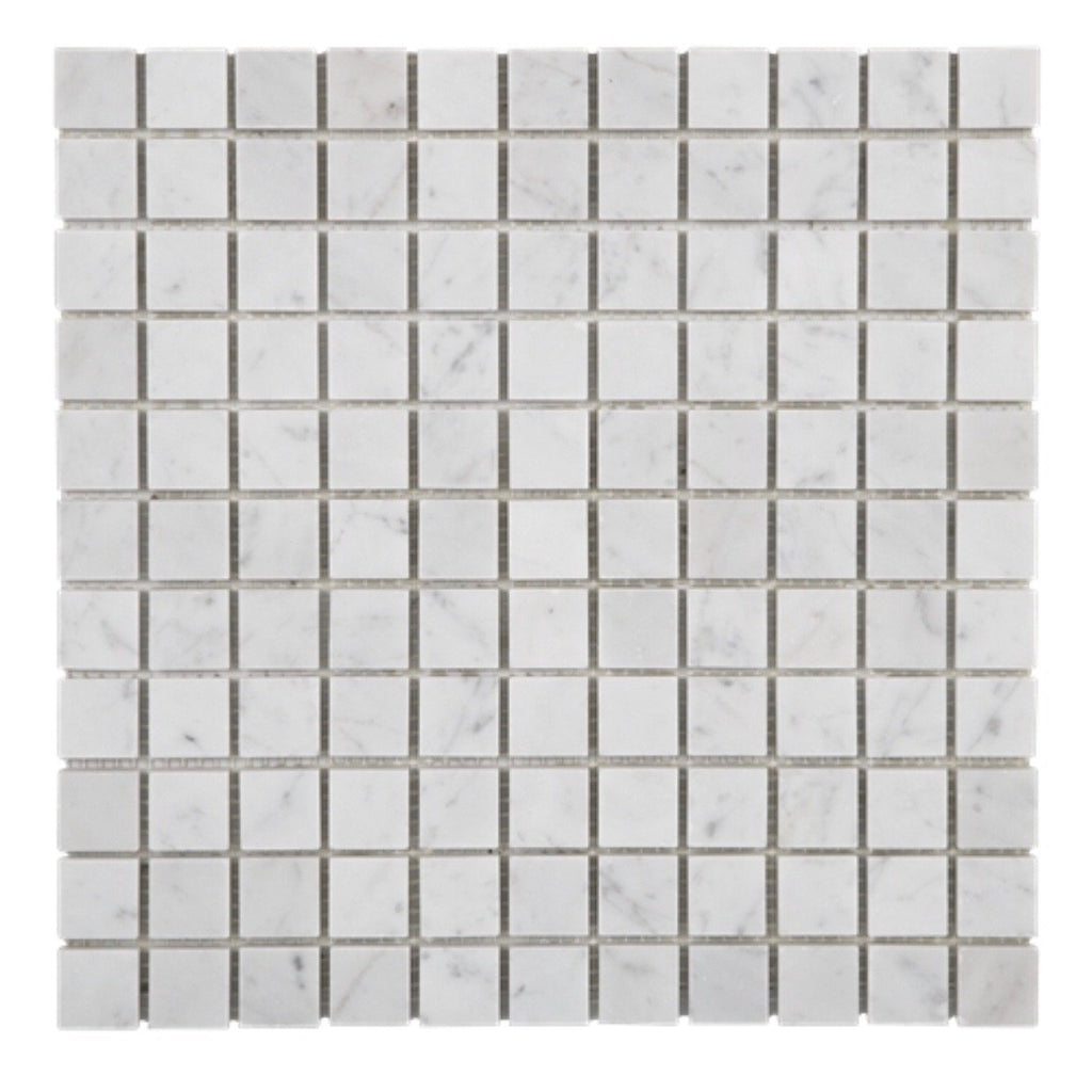 Bianco Carrara Marble Mosaic Tile - 1" Squares - Polished | TileBuys