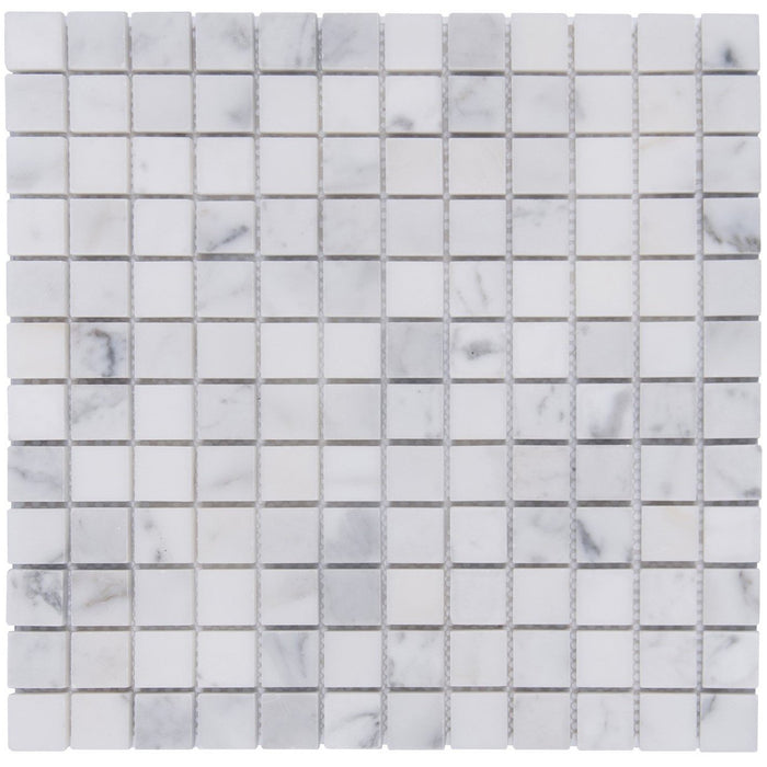 Bianco Carrara Marble Mosaic Tile - 1" Squares - Polished | TileBuys