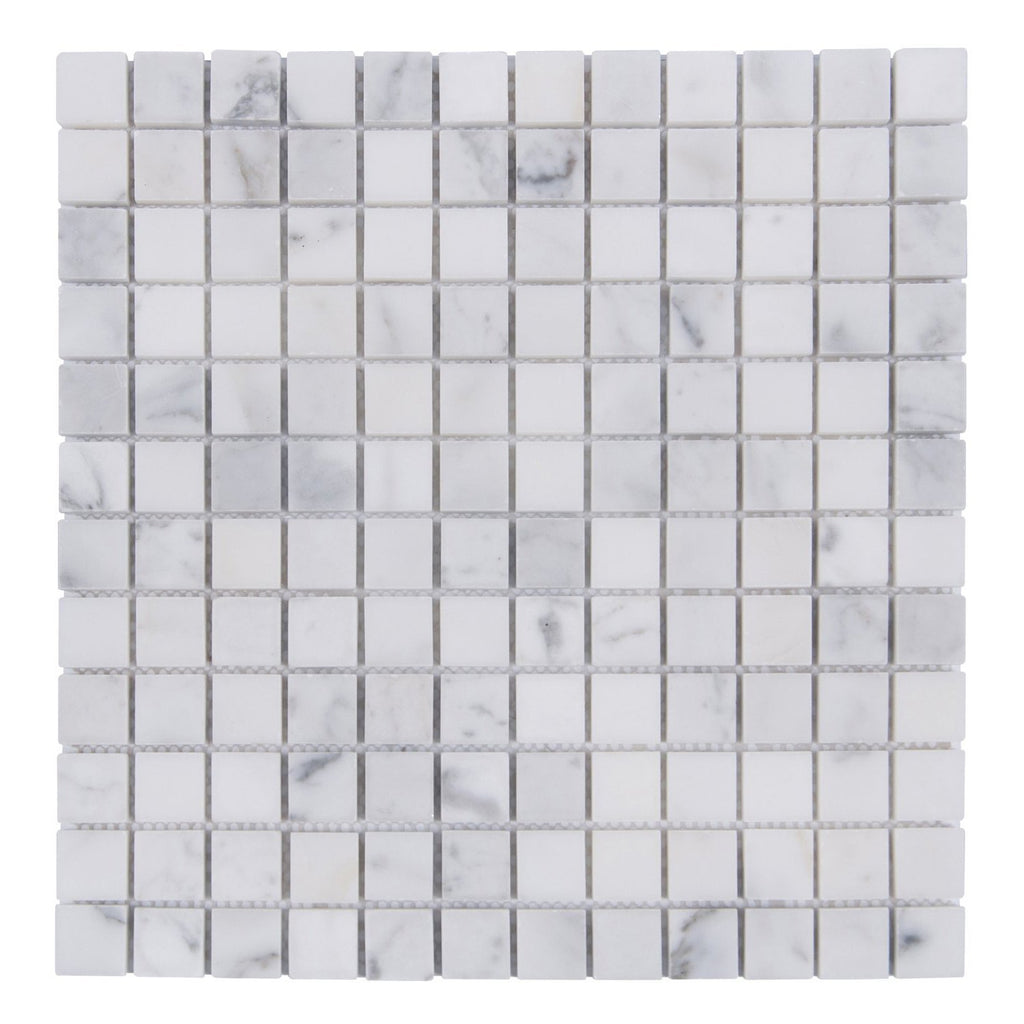 Bianco Carrara Marble Mosaic Tile - 1" Squares - Polished | TileBuys