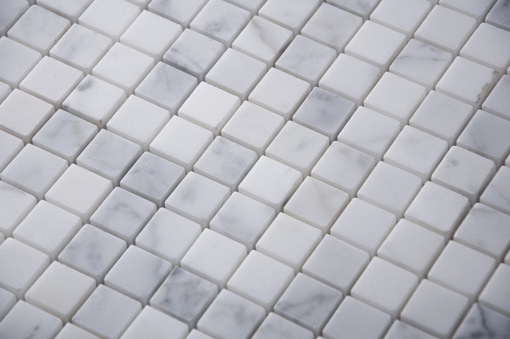 Bianco Carrara Marble Mosaic Tile - 1" Squares - Polished | TileBuys