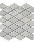 Bianco Carrara Marble Mosaic Tile - Beveled Diamonds - Polished | TileBuys