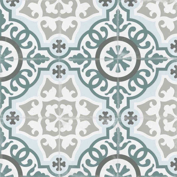 Blue and Teal Flower Pattern Victorian Porcelain Tile | TileBuys