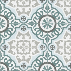 Blue and Teal Flower Pattern Victorian Porcelain Tile | TileBuys