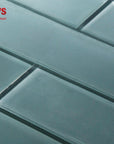 Blue Block Glass 4x12" Subway Tile in Cerulean | TileBuys
