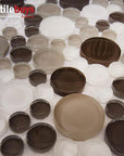 5 Sq Ft of Brown, Beige & White Glass Mosaic Penny Circle Round Tile | TileBuys
