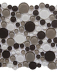 5 Sq Ft of Brown, Beige & White Glass Mosaic Penny Circle Round Tile | TileBuys