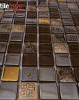 5 Sq Ft of Brown Stone & Bronze Glass Mosaic Tile - 1" Squares | TileBuys