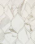 Calacatta (Calcutta) and White Thassos Marble Waterjet Mosaic Tile in Braided Ribbons | TileBuys