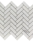 Calacatta (Calcutta) Marble Herringbone Mosaic Tile - 1x3” | TileBuys