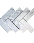 Calacatta (Calcutta) Marble Mosaic Tile - 2x6" Herringbone Pattern | TileBuys