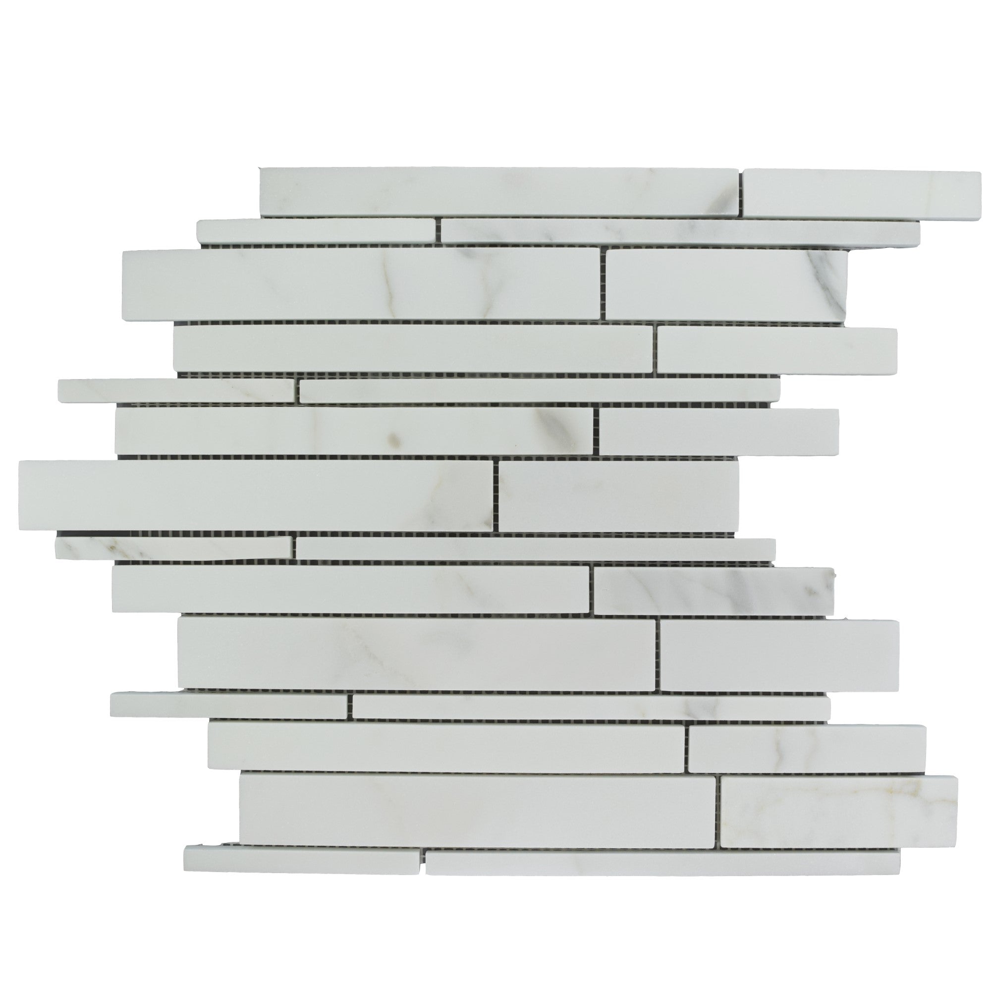 Calacatta (Calcutta) Marble Mosaic Tile - Random Linear Strips | TileBuys