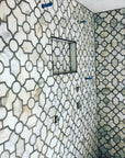 Calacatta Gold Marble and Athens Brown Waterjet Mosaic Tile in Sinuous | TileBuys