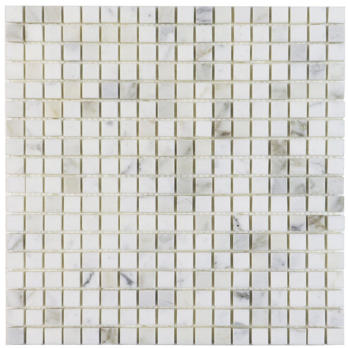 Calacatta Marble Mosaic Tile - 5/8" Squares - Polished | TileBuys