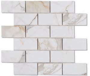 Calacatta Marble Mosaic Tile in 2x4" Mini Brick Subway Tiles Pattern - Polished | TileBuys