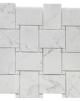 Calacatta Marble Mosaic Tile in Bold Basketweave Pattern - Polished | TileBuys