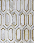 Calacatta (Calcutta) Marble with Gold Metal Waterjet Mosaic in Golden Picket | TileBuys