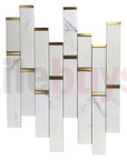 Calacatta Marble Skinny Tile Backsplash with Gold Accent | TileBuys