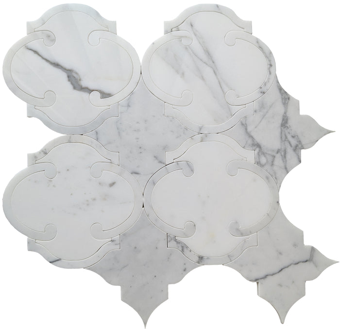 Calacatta (Calcutta) Marble Waterjet Mosaic Tile in Casablanca | TileBuys