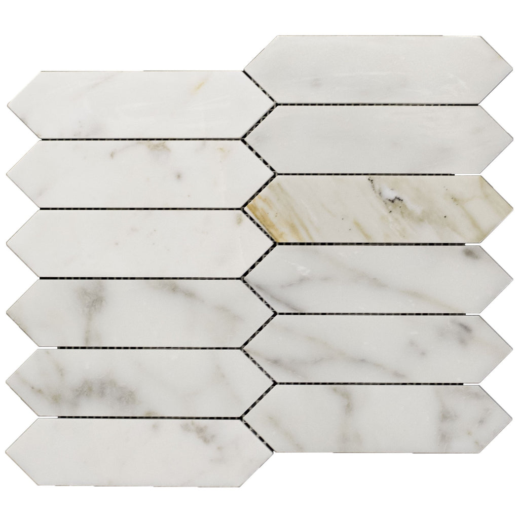 Picket Tile in Calacatta (Calcutta) Marble Mosaic Tile | TileBuys
