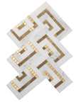 Calcutta Marble with Gold Metal Accent Mosaic Tile in Herringbone Half-Squares | TileBuys