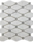 Carrara Bianco and Grey Marble Mosaic Tile - Elongated Octagons - Polished | TileBuys