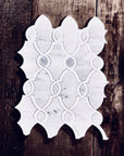 Carrara Bianco and White Thassos Marble Waterjet Mosaic Tile in Bellagio | TileBuys