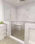 Carrara Bianco and White Thassos Marble Waterjet Mosaic Tile in Bellagio | TileBuys