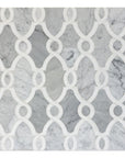 Carrara Bianco and White Thassos Marble Waterjet Mosaic Tile in Bellagio | TileBuys