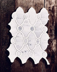 Carrara Bianco and White Thassos Marble Waterjet Mosaic Tile in Bellagio | TileBuys