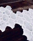 Carrara Bianco and White Thassos Marble Waterjet Mosaic Tile in Bellagio | TileBuys