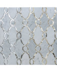 Carrara Bianco Marble and Antique Mirror Glass Waterjet Mosaic Tile in Bellagio | TileBuys