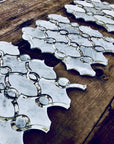Carrara Bianco Marble and Antique Mirror Glass Waterjet Mosaic Tile in Bellagio | TileBuys