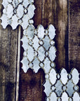 Carrara Bianco Marble and Antique Mirror Glass Waterjet Mosaic Tile in Bellagio | TileBuys