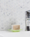 Carrara Bianco Marble Mosaic Tile - 1" Hexagons - Polished | TileBuys