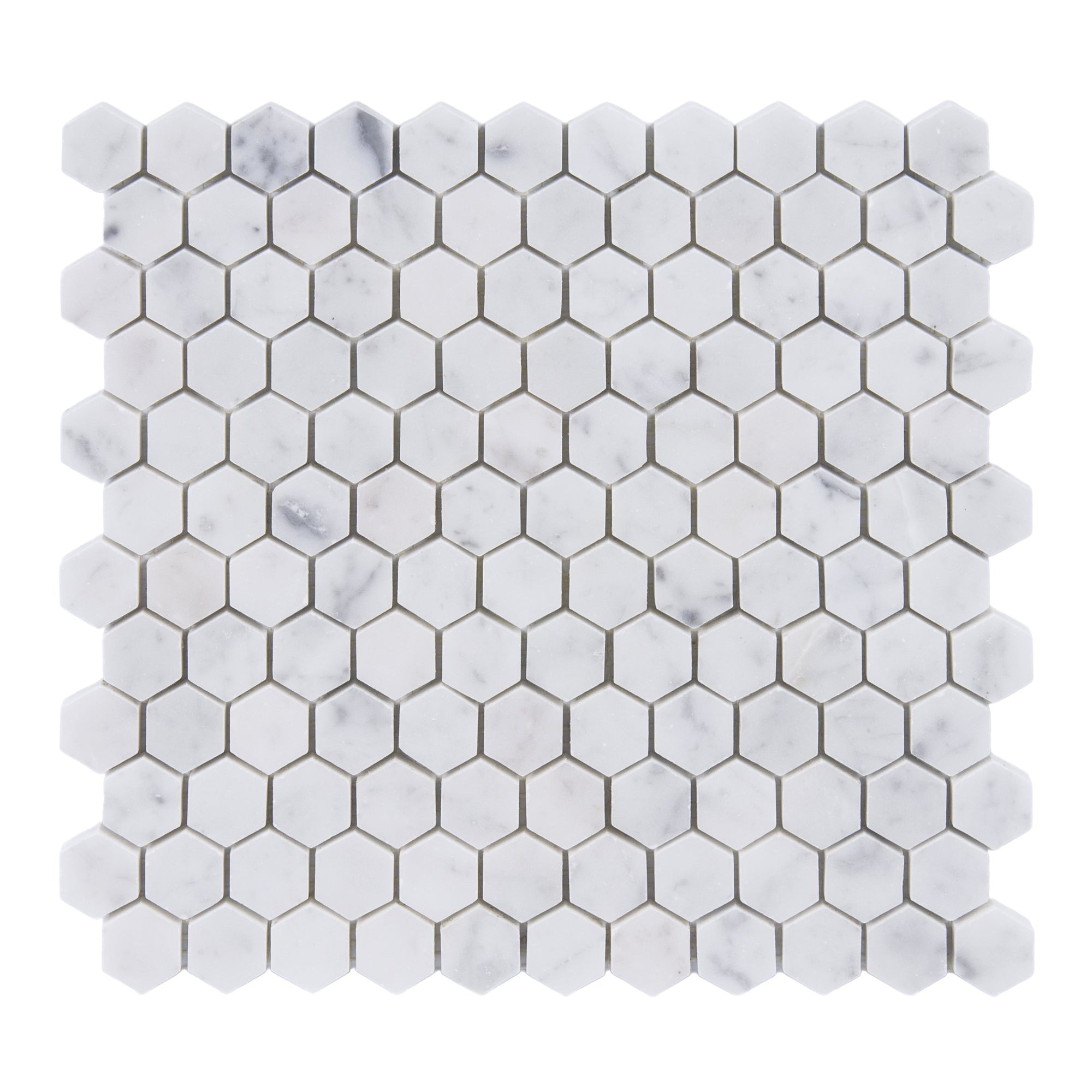 Carrara Bianco Marble Mosaic Tile - 1" Hexagons - Polished | TileBuys